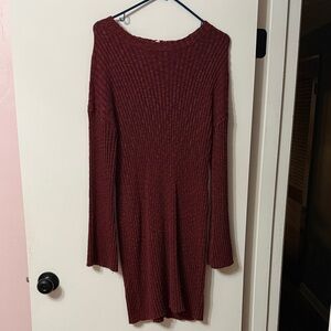 Pink Lily Maroon Long Sleeve Dress